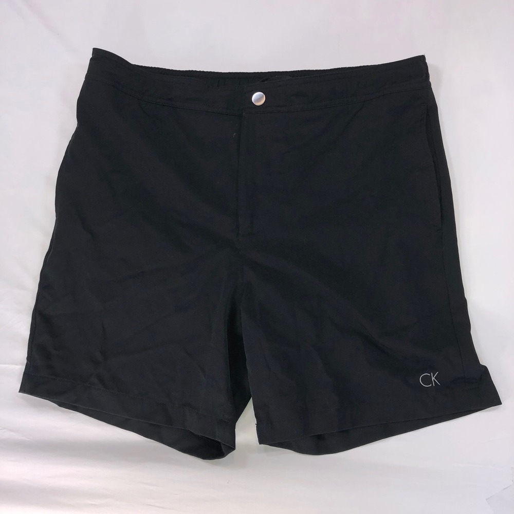 Calvin Klein Mens Black Swim Trunks Mesh Lined Board Shorts Size Medium RN54163